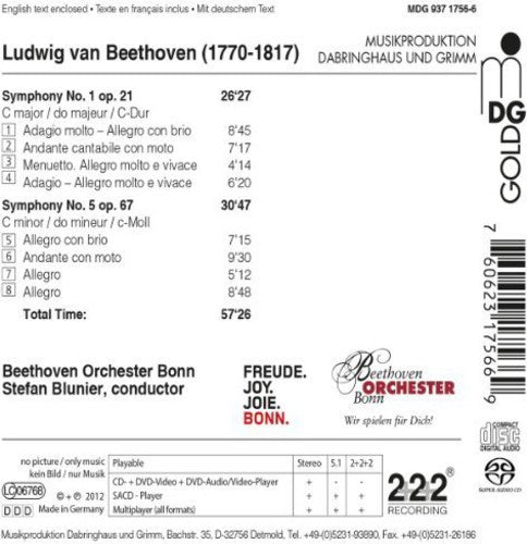 Beethoven / Beethoven Orchester Bonn- Symphonies Nos 1 & 5 (CD)-Track Cache