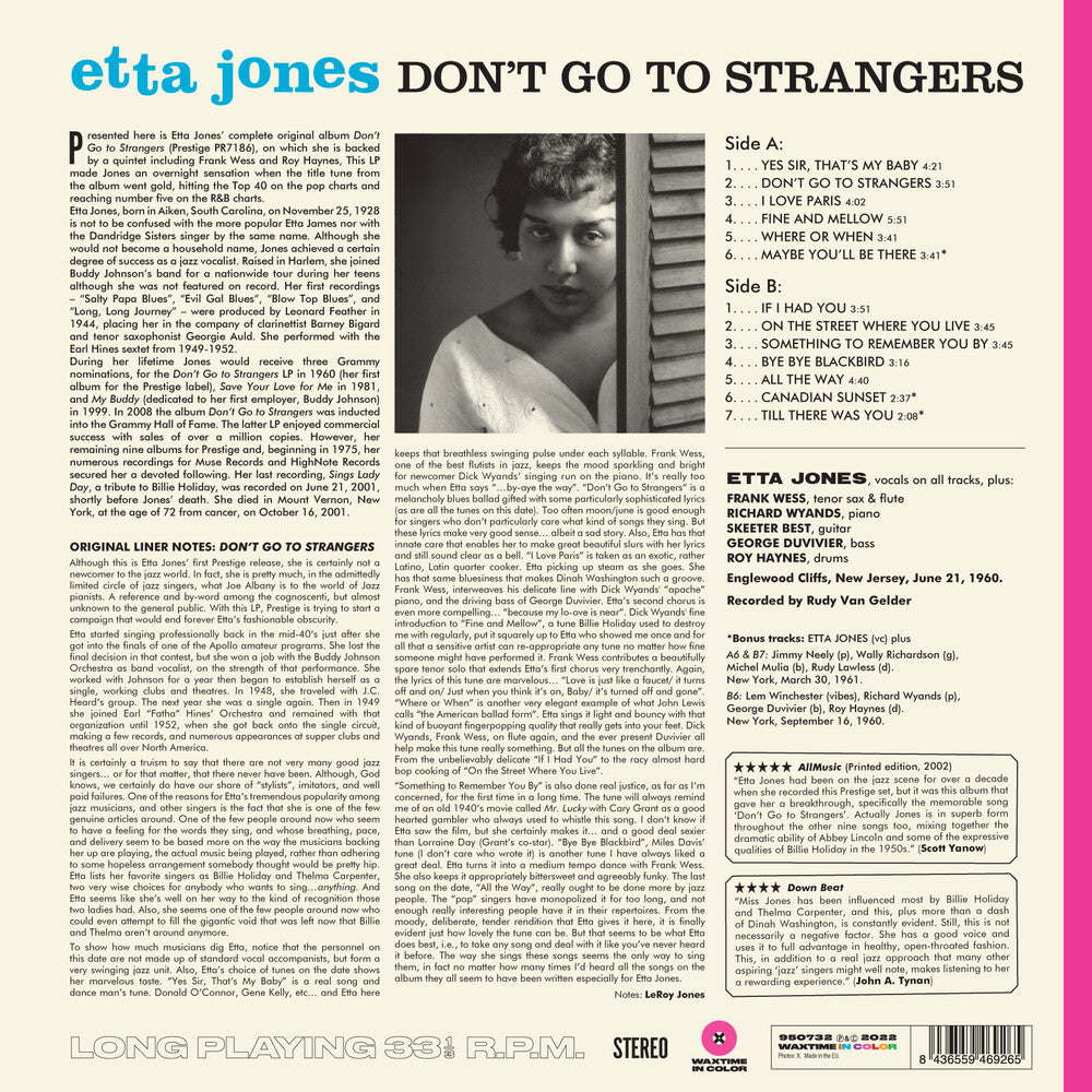 Etta Jones- Don't Go To Strangers - 180-Gram Blue Colored Vinyl-Track Cache