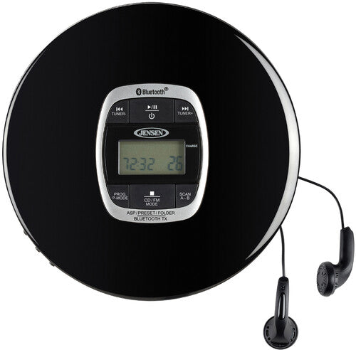 Jensen CD-60R-BT Portable CD Player Bluetooth FM Radio 60 Second Anti-skip (Black)-Track Cache