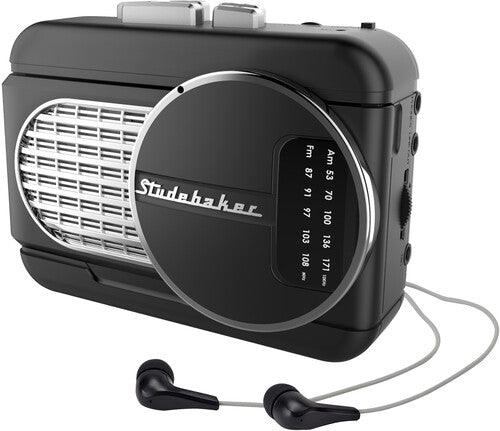 Studebaker SB3675BS WALKABOUT II Personal Cassette Player AM/FM Radio Speaker (Black/Silver)-Track Cache