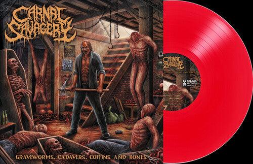 Carnal Savagery- Graveworms, Cadavers, Coffins and Bones - Clear Blood Red (Vinyl)-Track Cache
